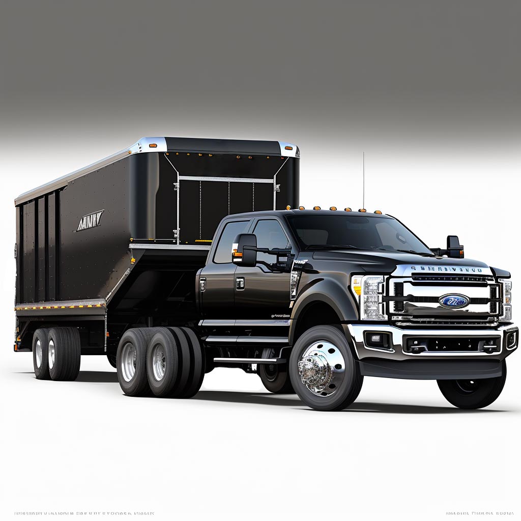 Ford Superduty pickup truck pulling trailer