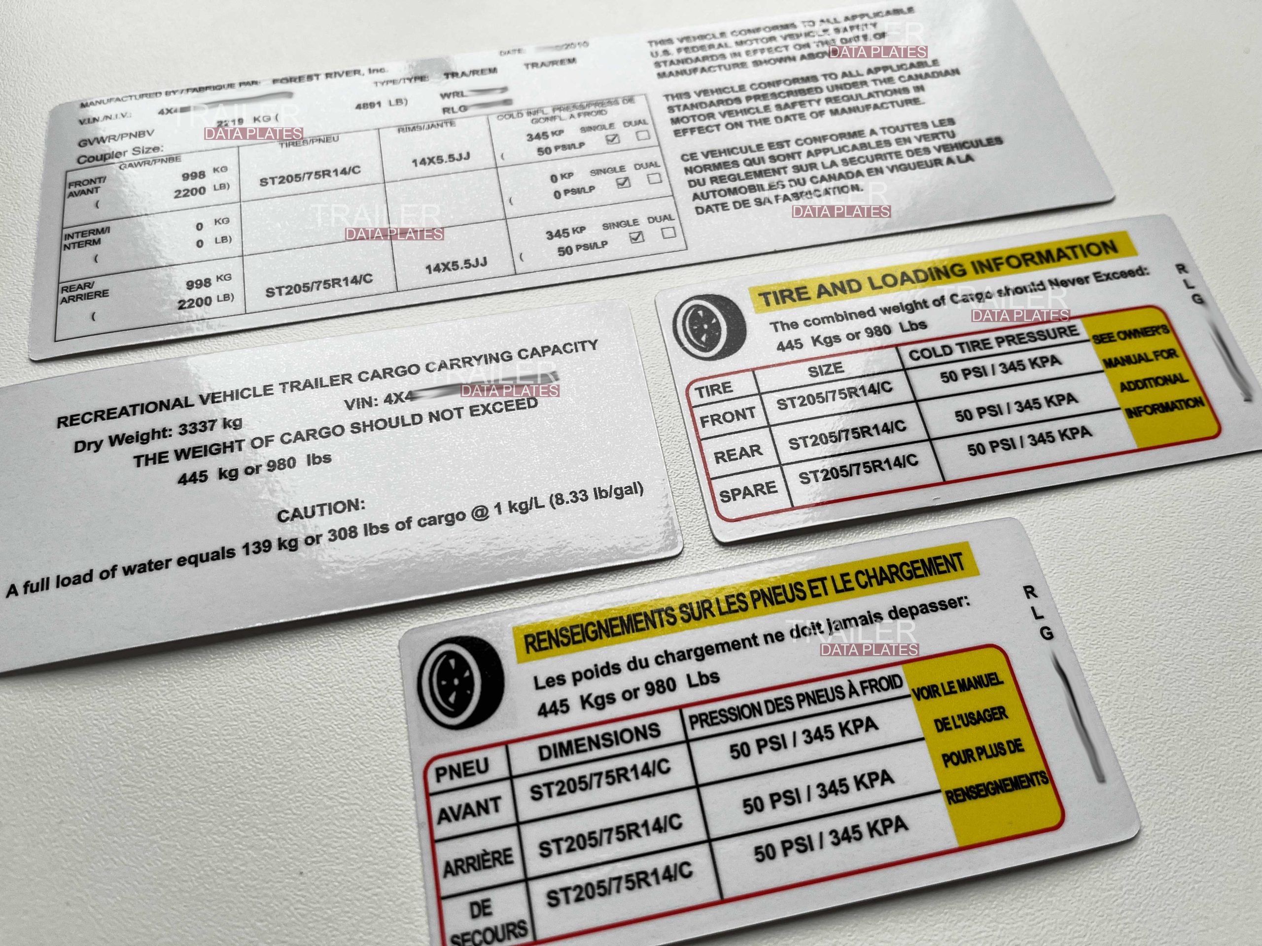 Travel RV Trailer Data Decal Sticker VIN ID Tag Tire and Loading Information CUSTOM - Image 2