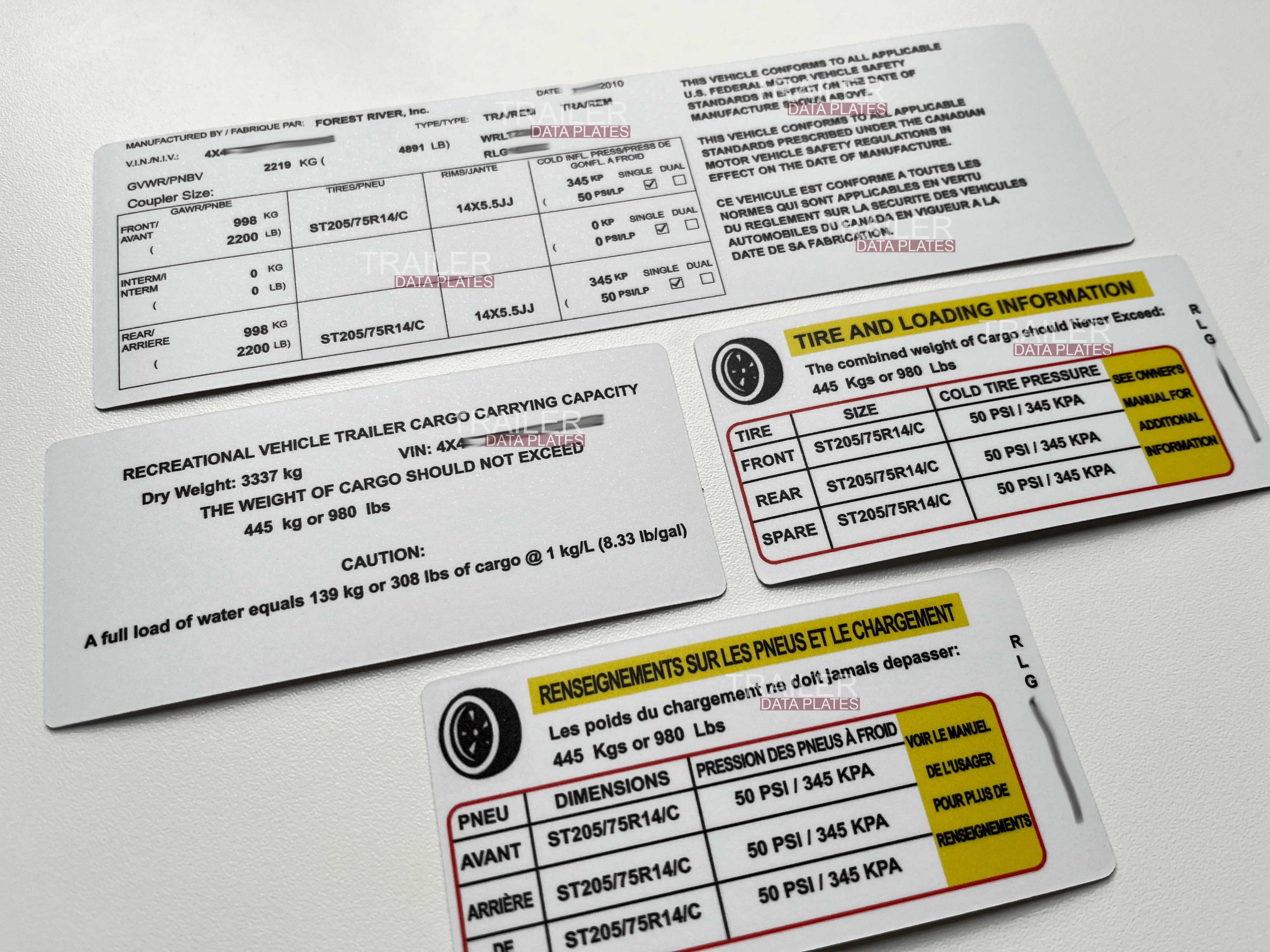 Travel RV Trailer Data Decal Sticker VIN ID Tag Tire and Loading Information CUSTOM - Image 4