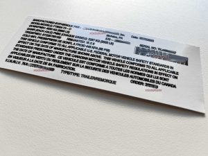 Alternative view of American Cargo Enclosed Trailer Data Decal Sticker VIN ID Tag Tire and Loading Information USA CUSTOM