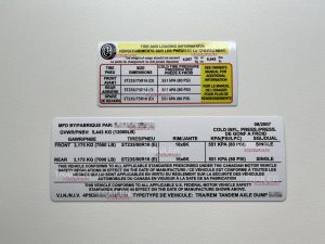 PJ Trailer Data Decal Sticker VIN ID Tag Tire and Loading Information Derated Downrated USA GLOSS