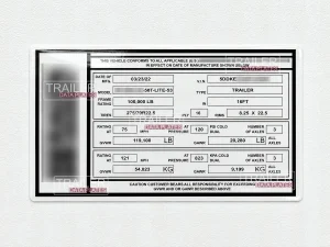 Flatbed Trailer Data Decal Sticker ID Tag Reproduction CUSTOM