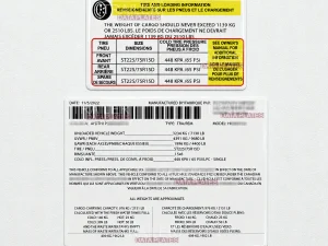 Keystone RV Trailers Data Decal Sticker ID Tag Tire and Loading Information Derated Downrated USA CUSTOM